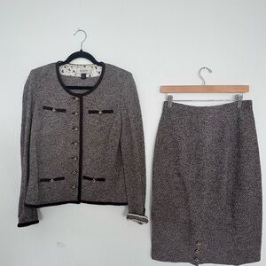 St. John Collection cream and deep brown Skirt Set